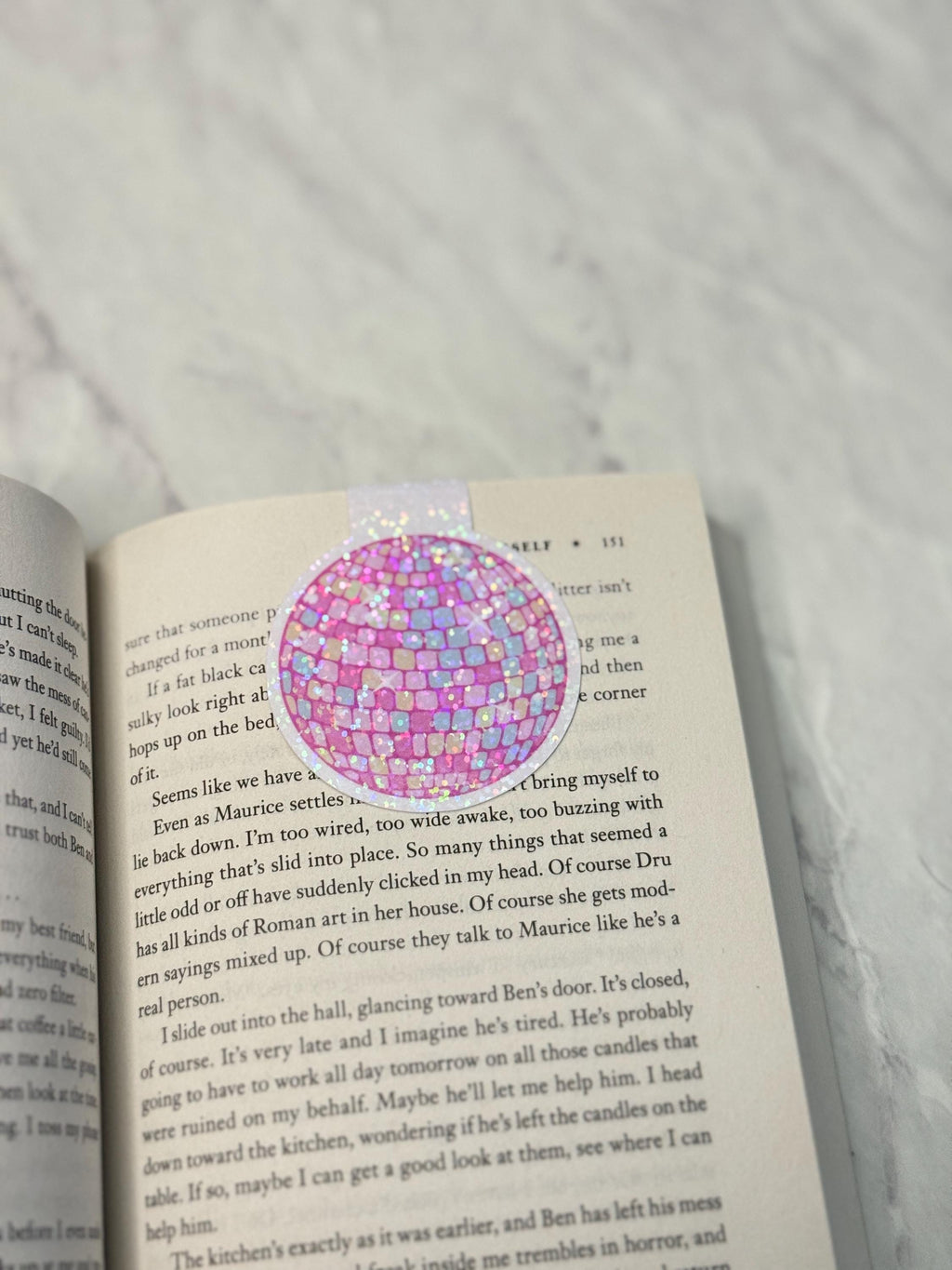 Pink Disco Ball Magnetic Bookmark: Holographic Bookmark