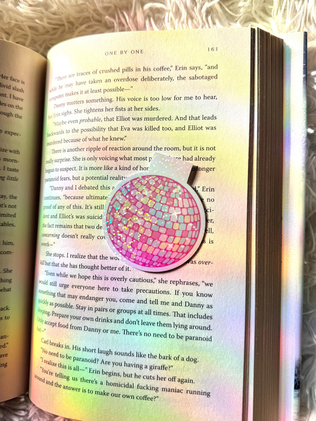 Pink Disco Ball Magnetic Bookmark: Holographic Bookmark