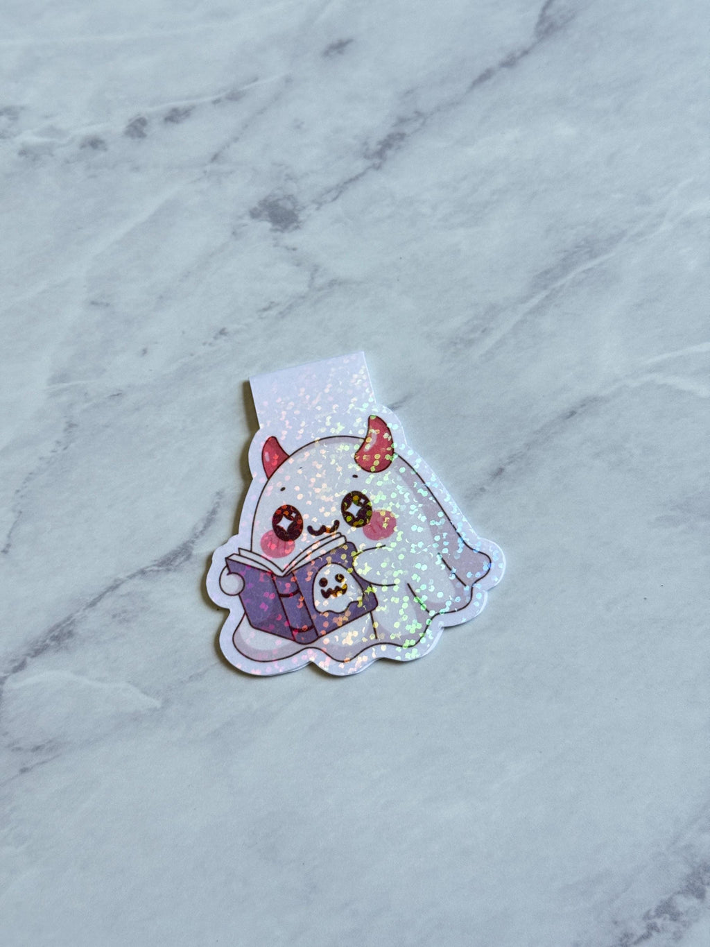 Holographic Ghost Magnetic Bookmark: Bookish Sparkly Page Keeper