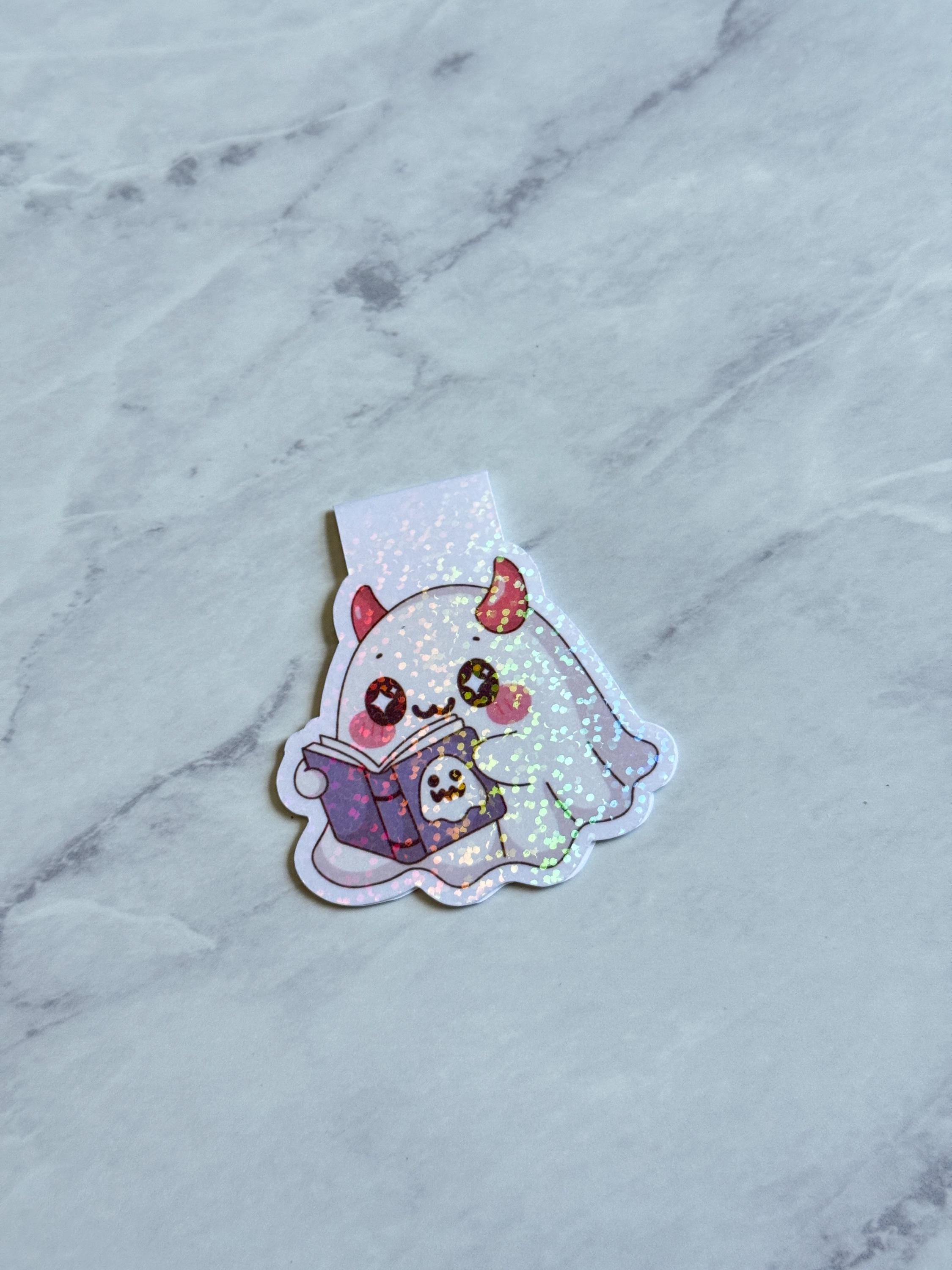 Holographic Ghost Magnetic Bookmark: Bookish Sparkly Page Keeper